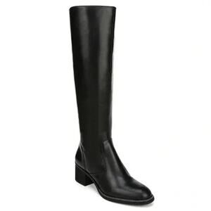Franco Sarto Lauralei Black Leather Upper Tall Boots Size 7.5M NWOB